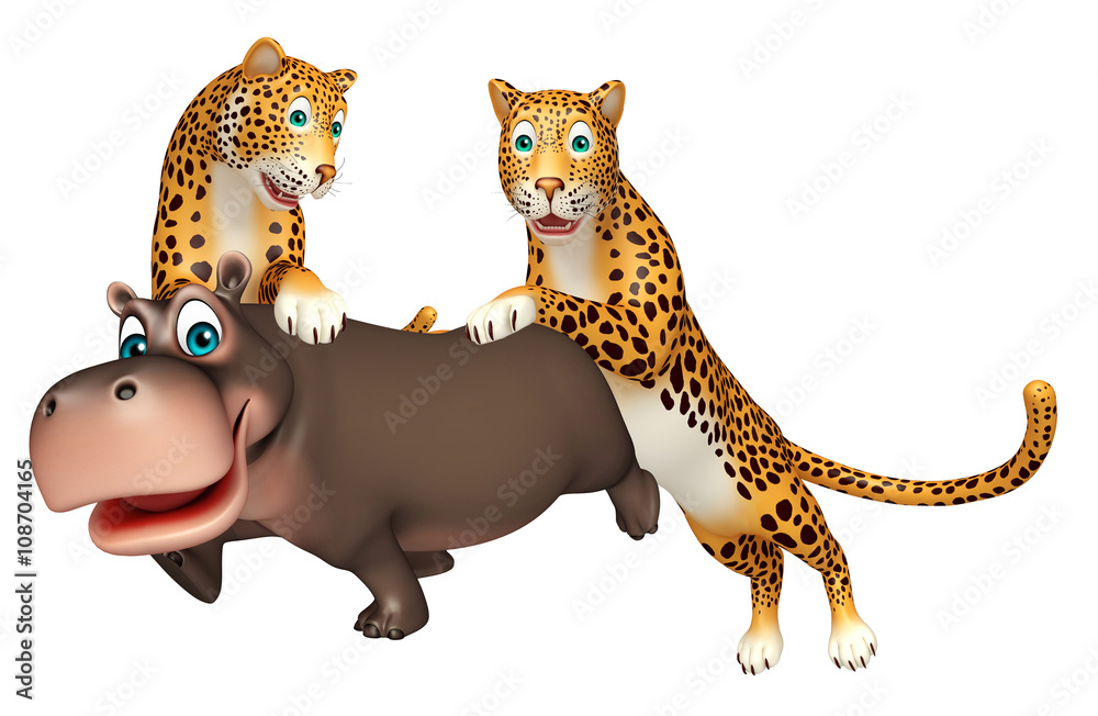Leopard hunting Hippo