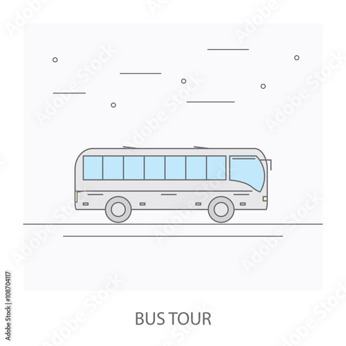Bus tour. The image of the bus traveling on the road.