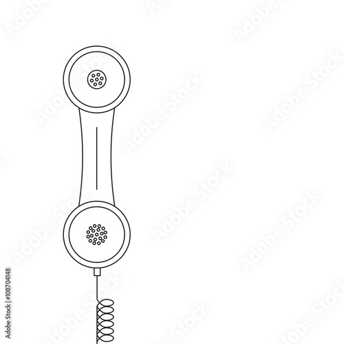 The handset with a twisted cord. Handset Icon isolated.