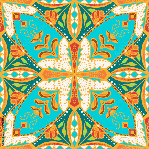 Vector beautiful colored pattern for design and fashion with decorative elements. Floral ethnic bandana