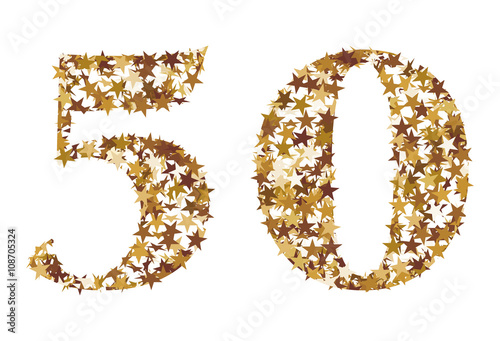 die Zahl 50 aus goldenen Sternen, Hochzeit, Jubiläum