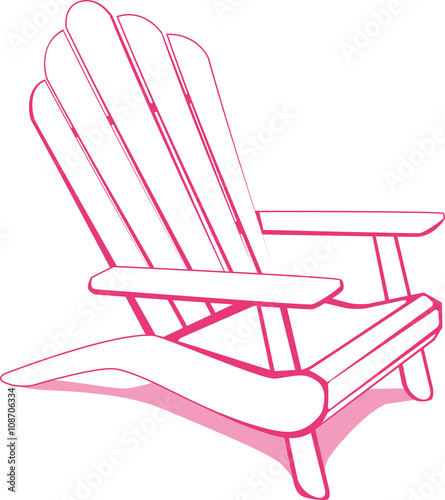 Beach chair. White and Pink vector illustration.