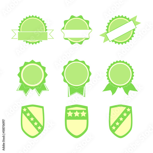 Set of ecology badges, shields and wreaths.