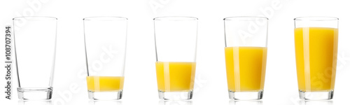 Tablou canvas Set - glass of fresh orange juice