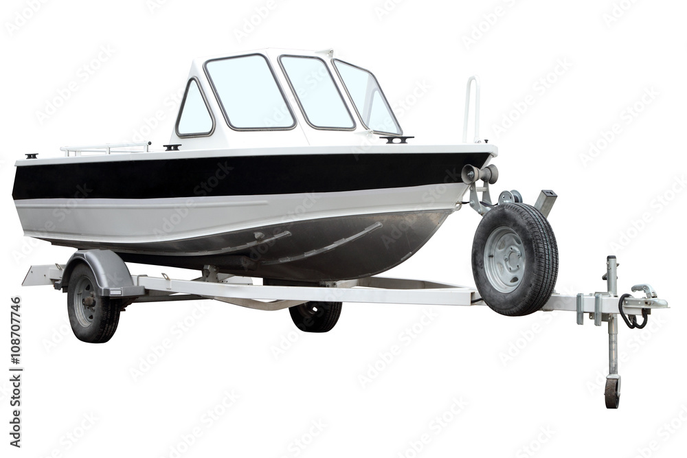 Motor boat on the trailer. Motor boat on the trailer.