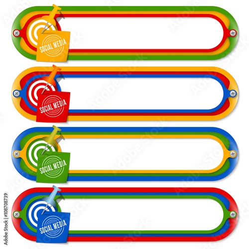 Four colored frames for any text with social media icon