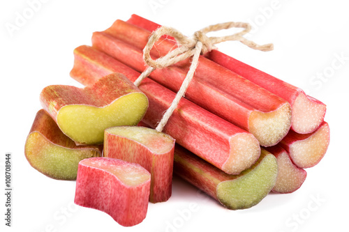 Fotografi bundle of rhubarb isolated on white
