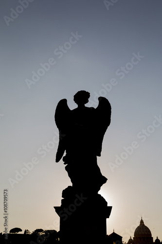 Silhouette of a statue in Ponte Sant'Angelo (Rome, Italy) © fabianodp