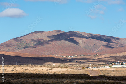 Landscape of fields and mountains near Antigua village  Fuerteventura  Canary Islands  Spain