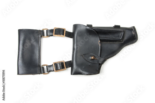 Leather holster, isolated on white