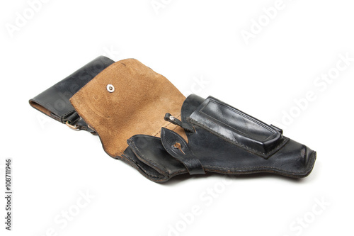 Leather holster, isolated on white
