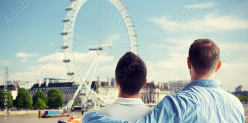 Canvas Print close up of male gay couple looking at london view