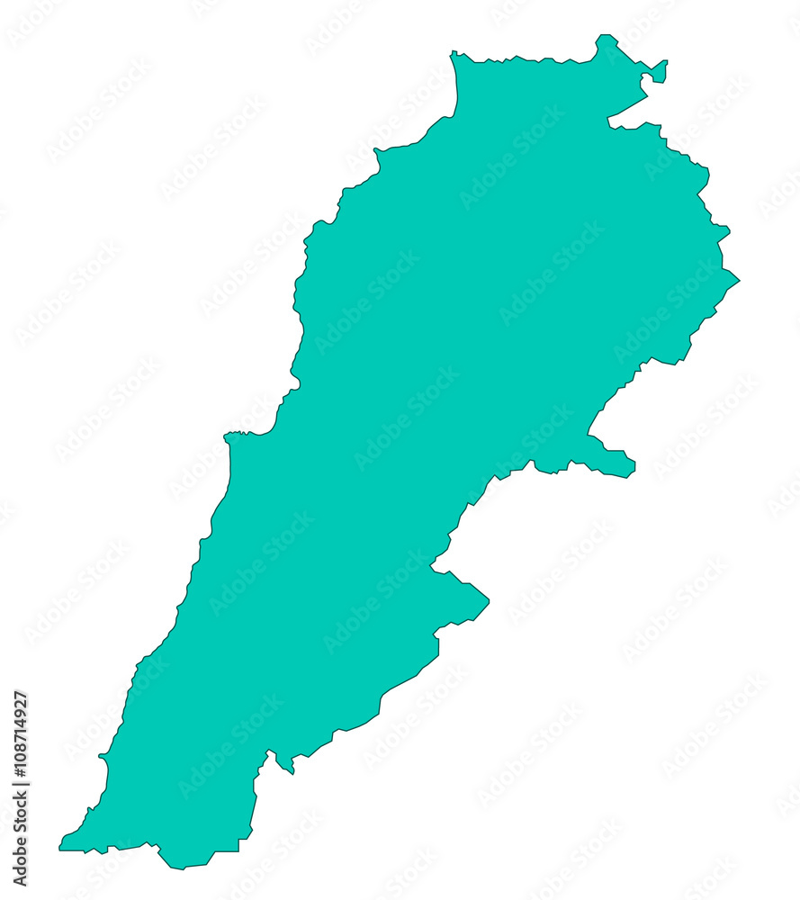 Karte von Libanon - Türkis (einzeln)