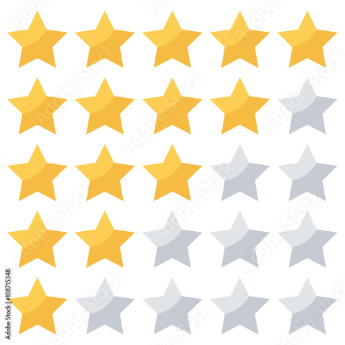 Stars rating isolated on white background. Five stars rating.

