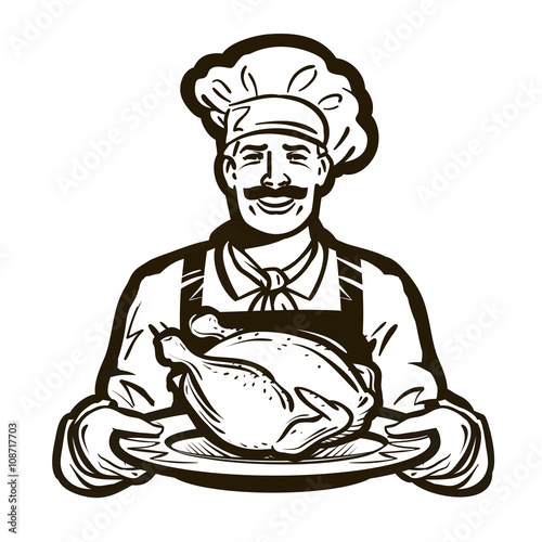 cuisine vector logo. chicken meat, turkey, food icon