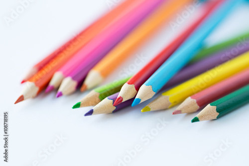 close up of crayons or color pencils
