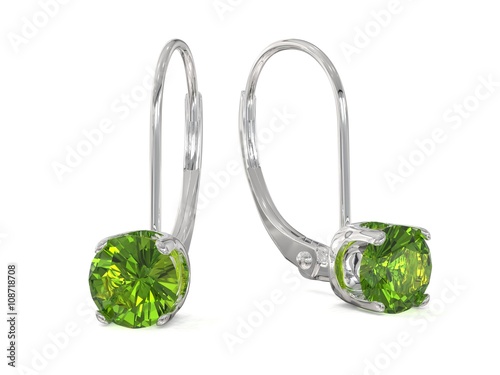 Peridot hoop earring in white gold