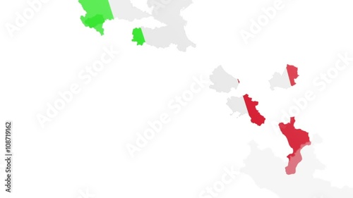 shapes of states flying in to create a full map of italy with flag