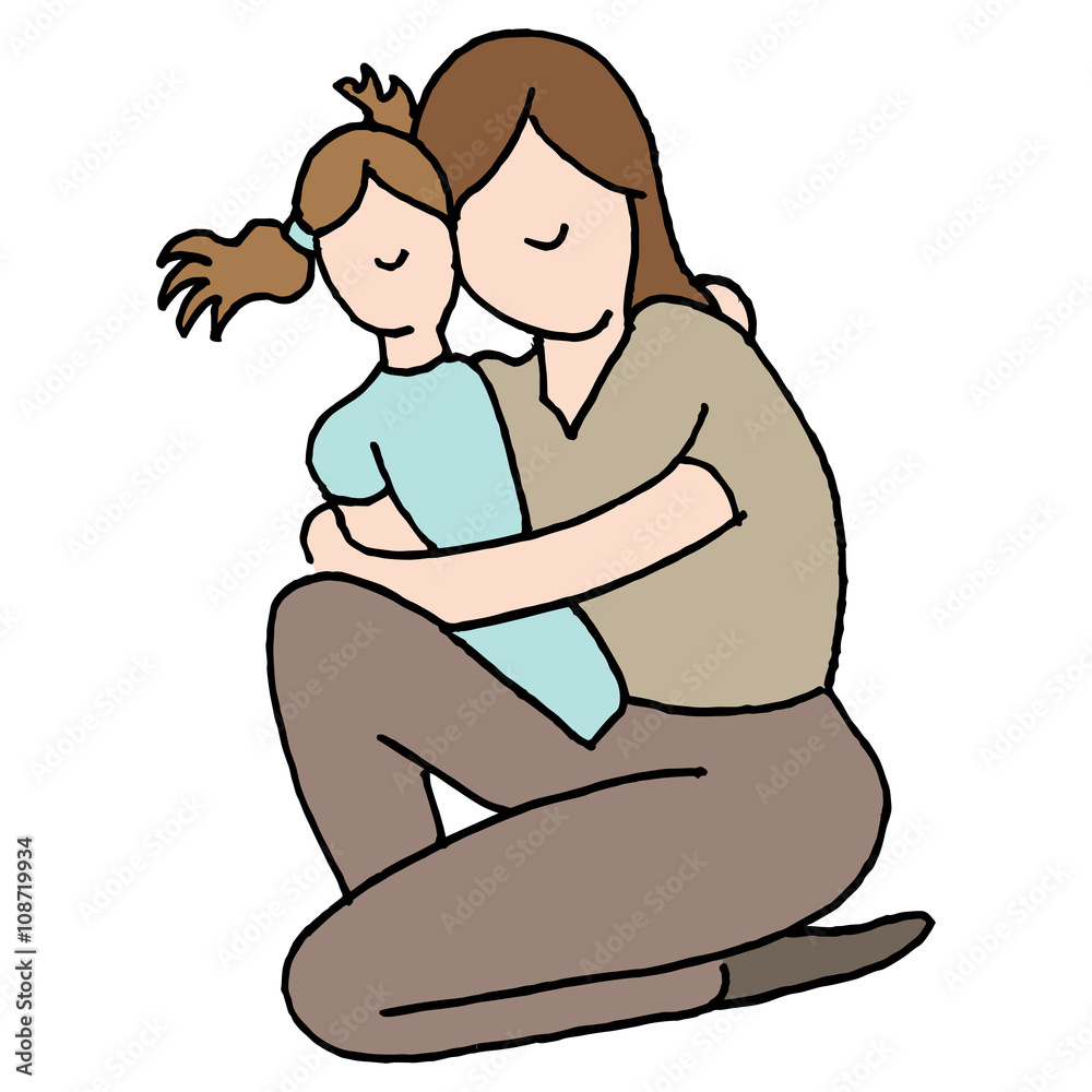Mother hugging her young daughter Mother hugging her young daughter