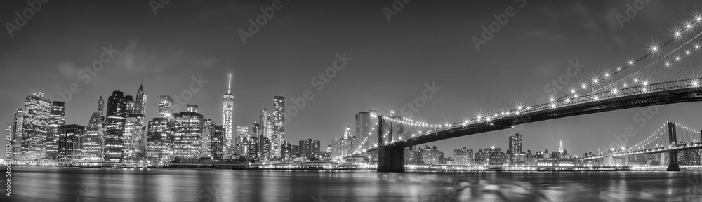 Fototapeta Nowy Jork Manhattan mostu nocy widok