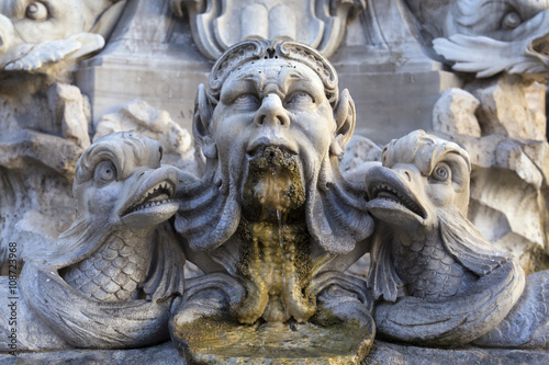 Detail of Fountain of the Pantheon in Rome, Italy