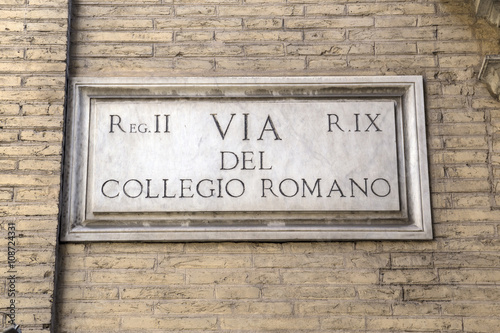 Old street sign in Rome, Italy (Via del Collegio Romano)