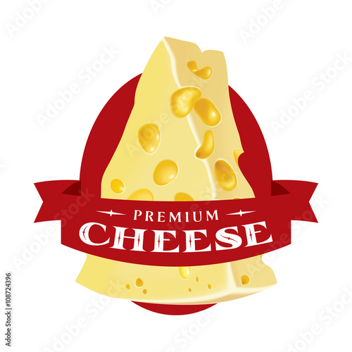 Slice, piece of premium cheese - vector 