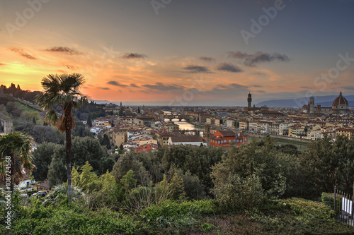 Tramonto a Firenze con vista da Piazzale Michelangelo