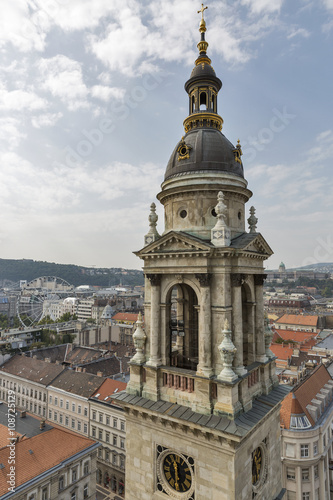 Budapest cityscape and Basilica of Saint Stephen bell tower