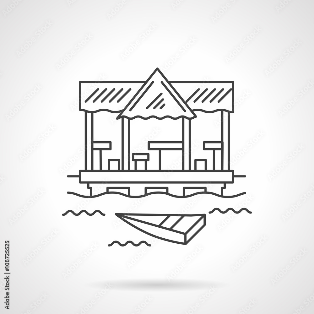 Tropical jetty flat line vector icon