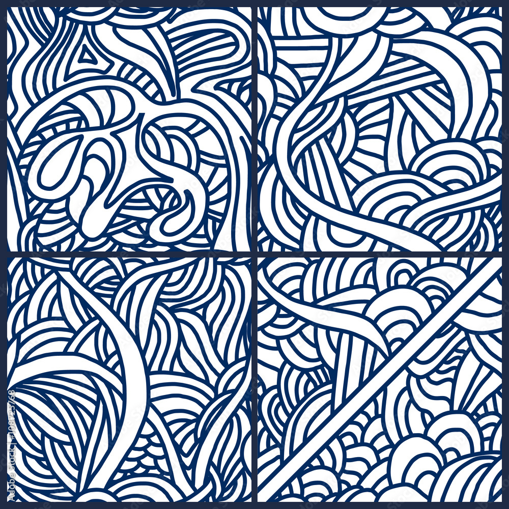 Set of four seamless patterns. Set of four seamless patterns.