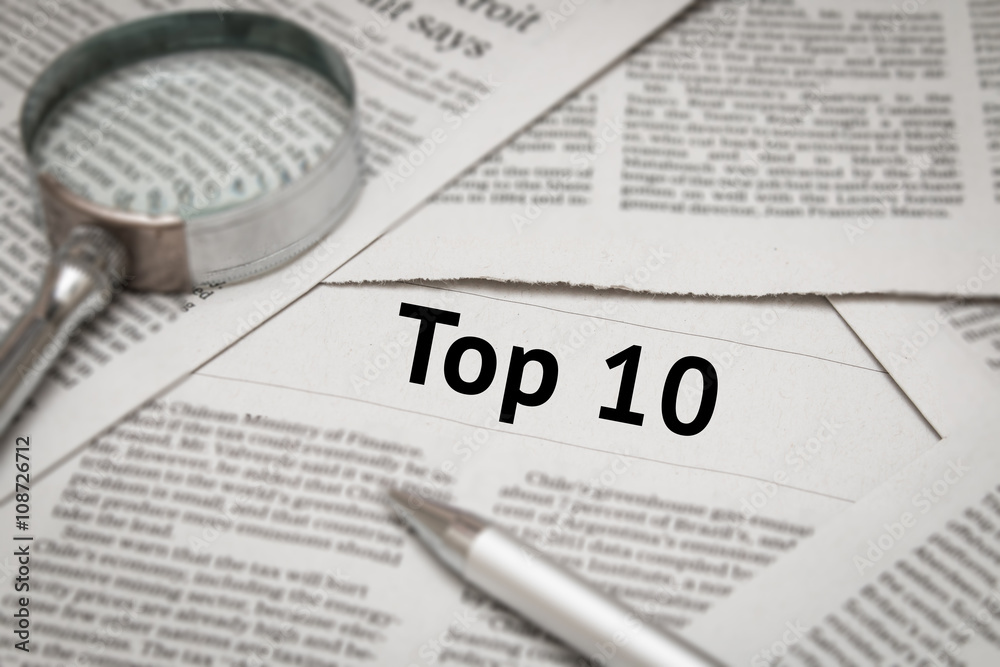 Obraz premium top 10 headline on newspaper