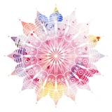 Mandala  colorful watercolor. Beautiful round pattern. Detailed abstract pattern. Decorative isolated. 