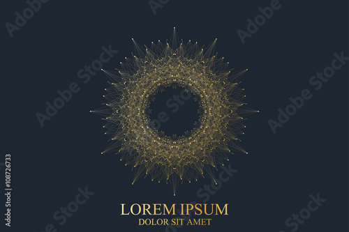 Geometric abstract round icon with connected line and dots. Graphic composition for medicine, science, technology , chemistry. Creative Vector Template
