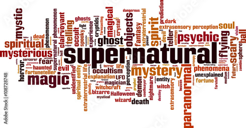 Supernatural word cloud concept. Vector illustration