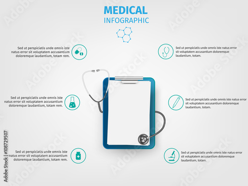 Medical infographics vertor tools set background.