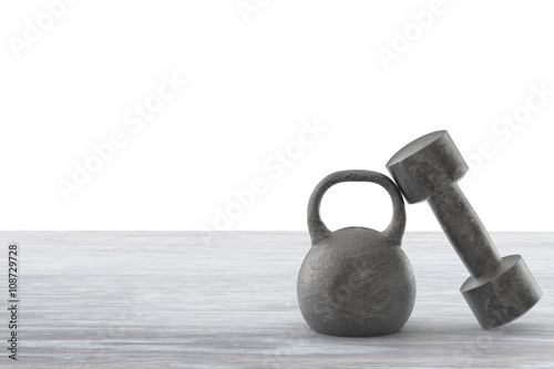 Fototapeta Naklejka Na Ścianę i Meble -  workout concept with kettle bell and dumbbell