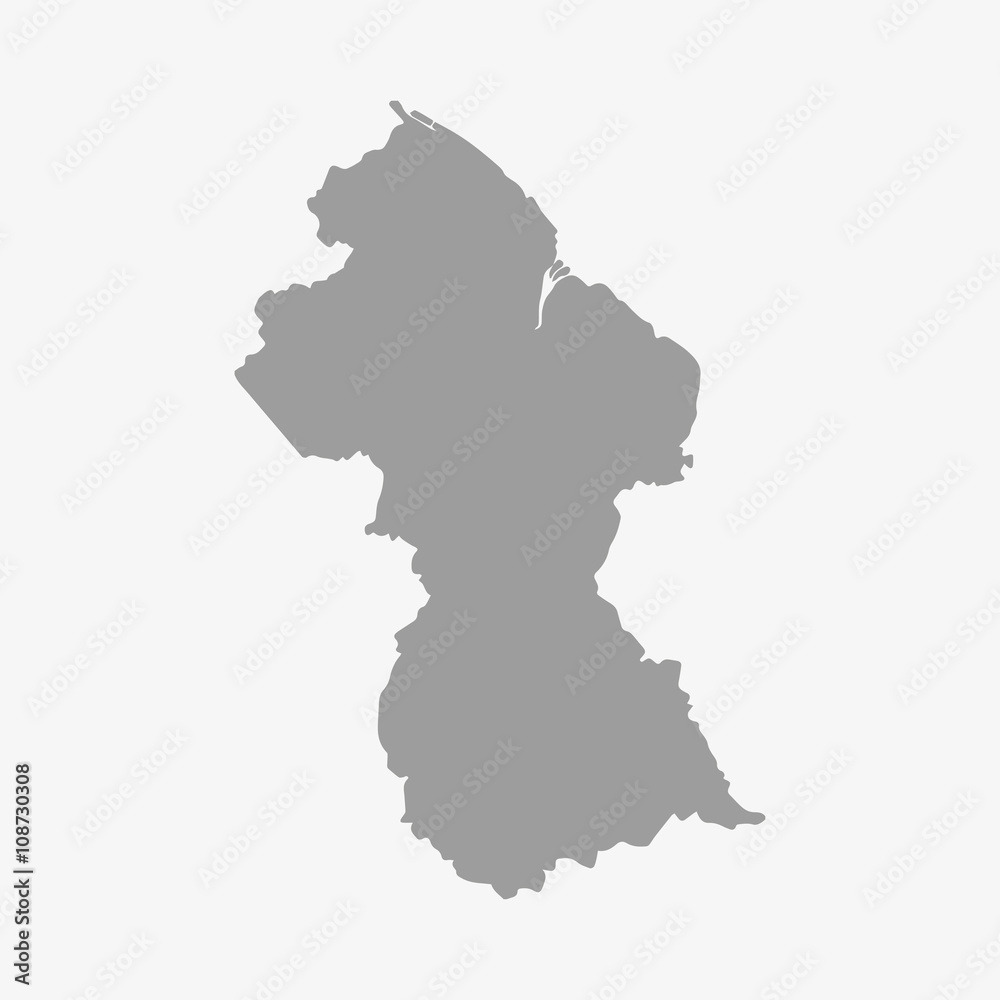 Map of Guyana in gray on a white background