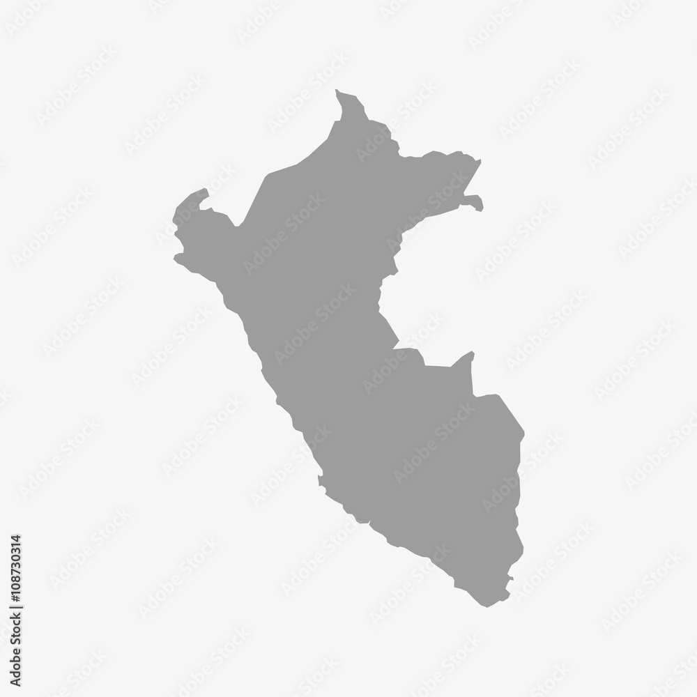 Peru map in gray on a white background
