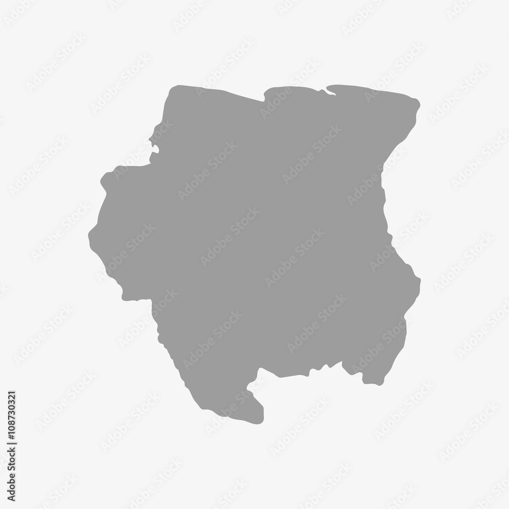 Map of Suriname in gray on a white background