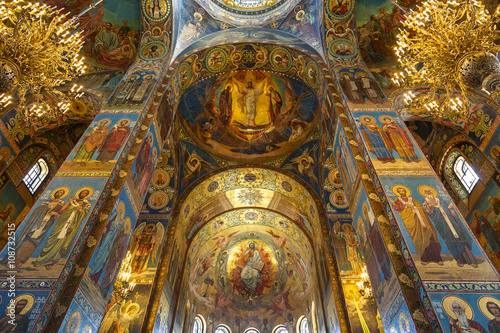 Interior of the Church of the Savior on Spilled Blood in St. Petersburg  Russia.