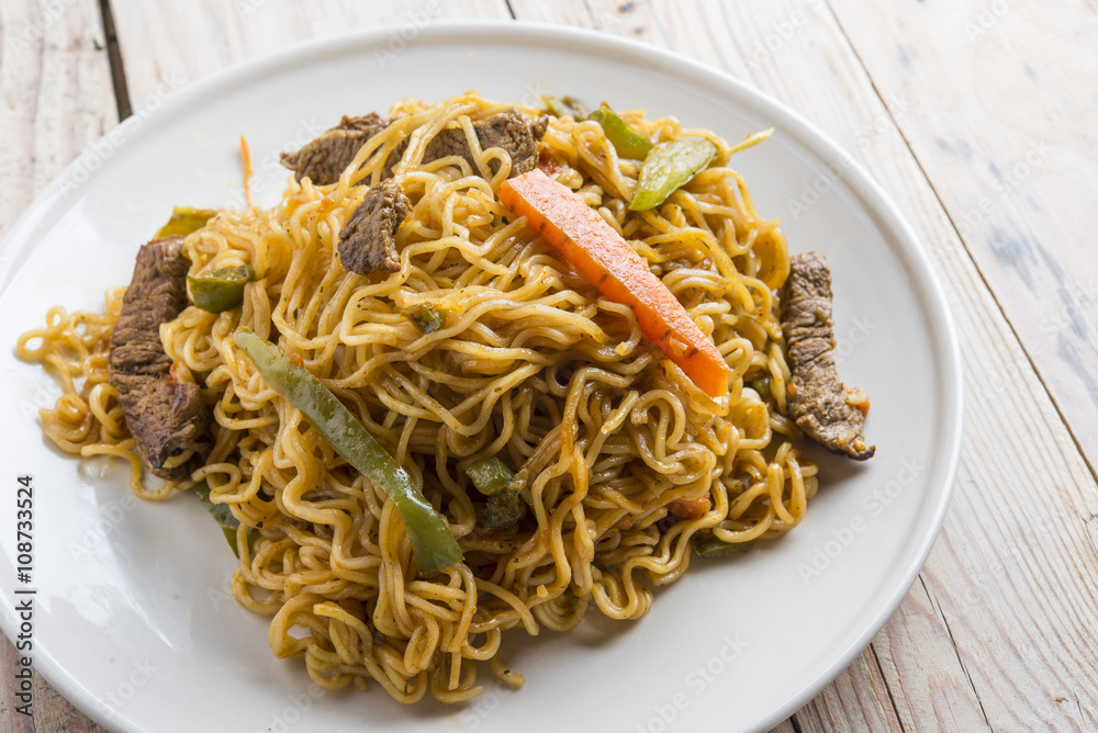 Noodles and vegetables Noodles and vegetables