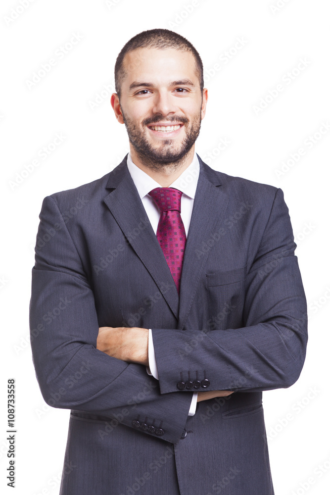 Portrait of a happy smiling business man, isolated on white back Portrait of a happy smiling business man, isolated on white back