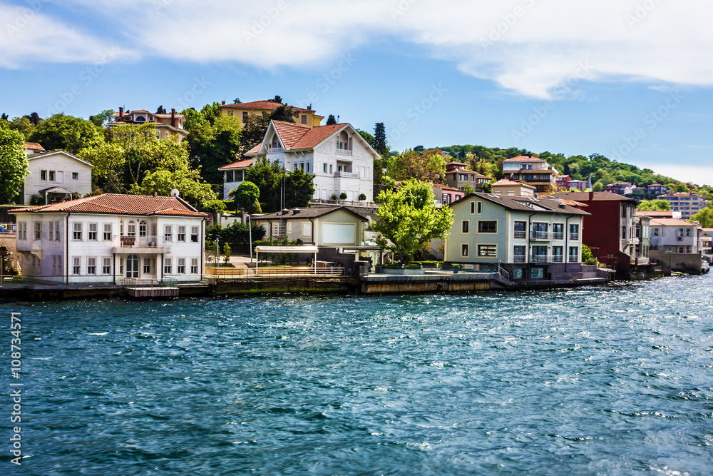 Sea front town houses, Bosphorus, Istanbul, Turkey