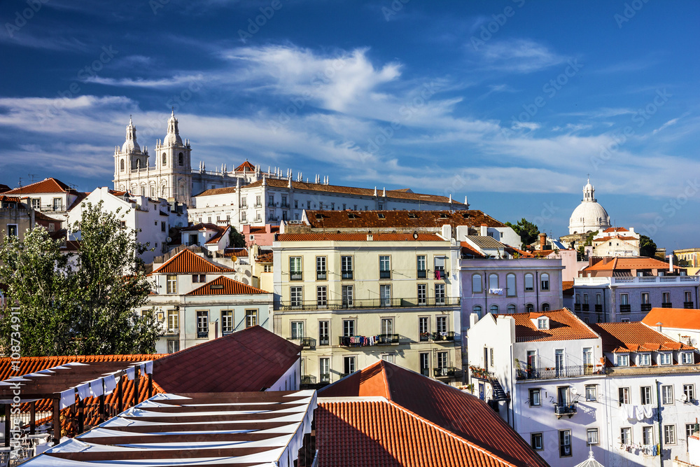 Panoramic view on Saint Vicente de Fora Monastery, Lisbon, Portu