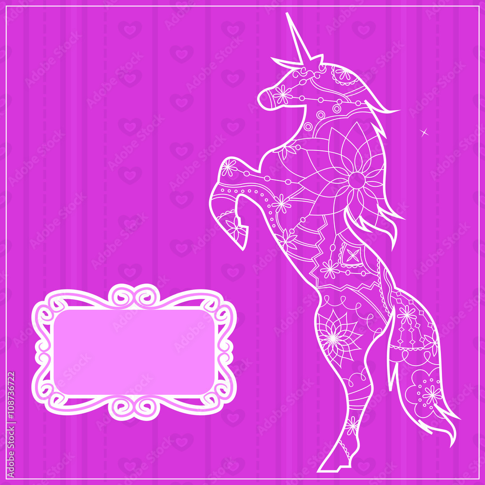Pink backdrop with unicorn