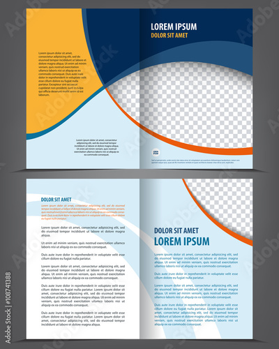 Vector empty bi-fold brochure print template design, newsletter booklet layout