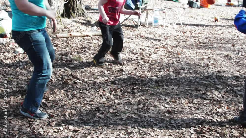 Boy and Girl Playing on the Nature of Football Boy and Girl Playing on the Nature of Football