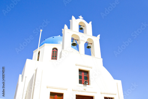 Typical island Santorini church, white and blue