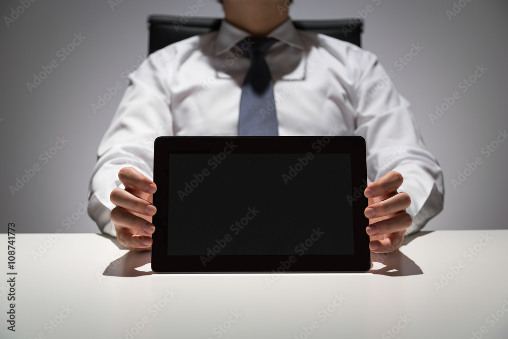 Businessman blank tablet Businessman blank tablet